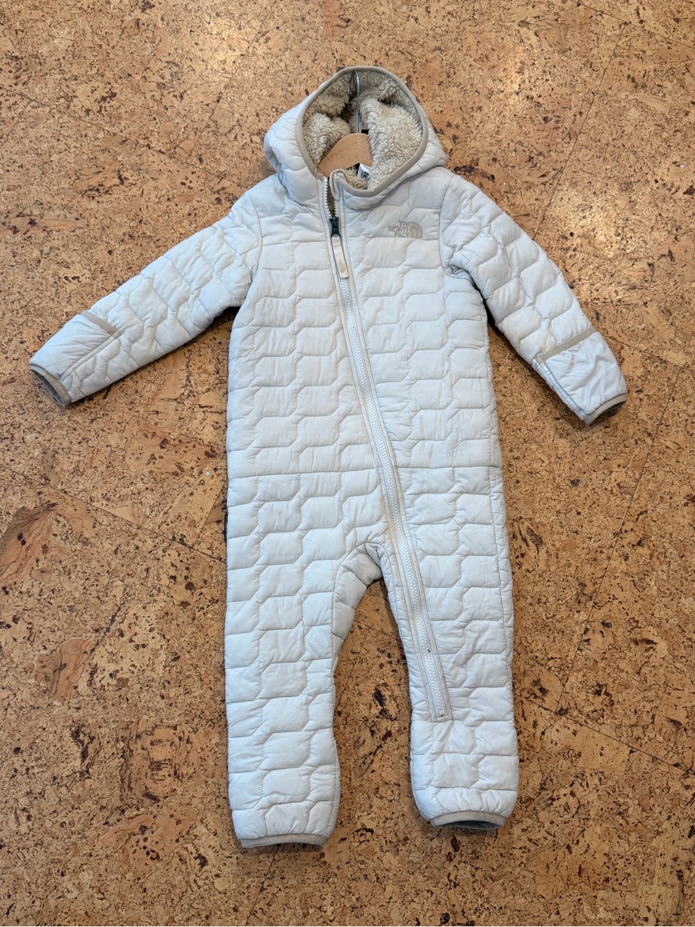 The North Face Light Blue Quilted Hooded One-Piece Snowsuit